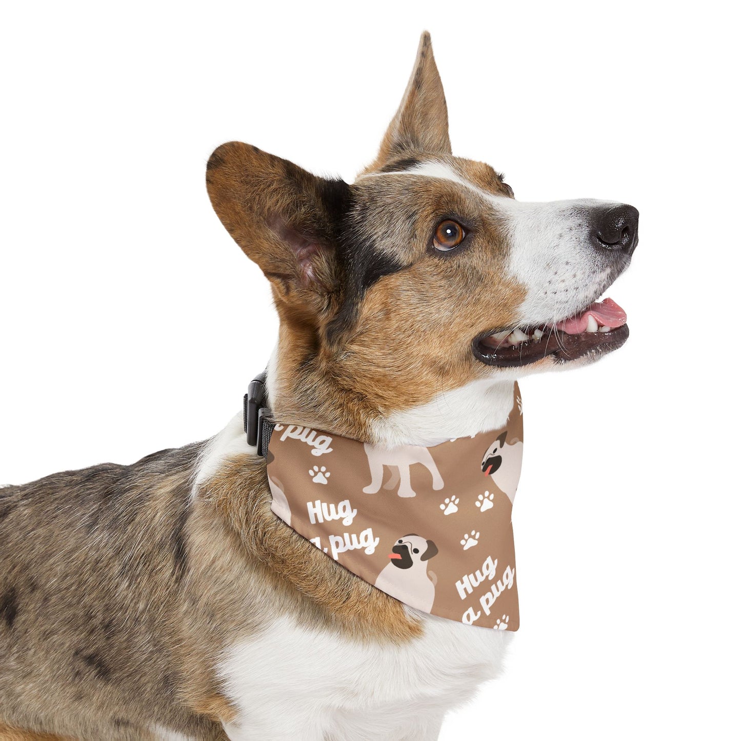 Pug Pattern Pet Bandana Collar — "Hug a Pug" Cute Dog Accessory