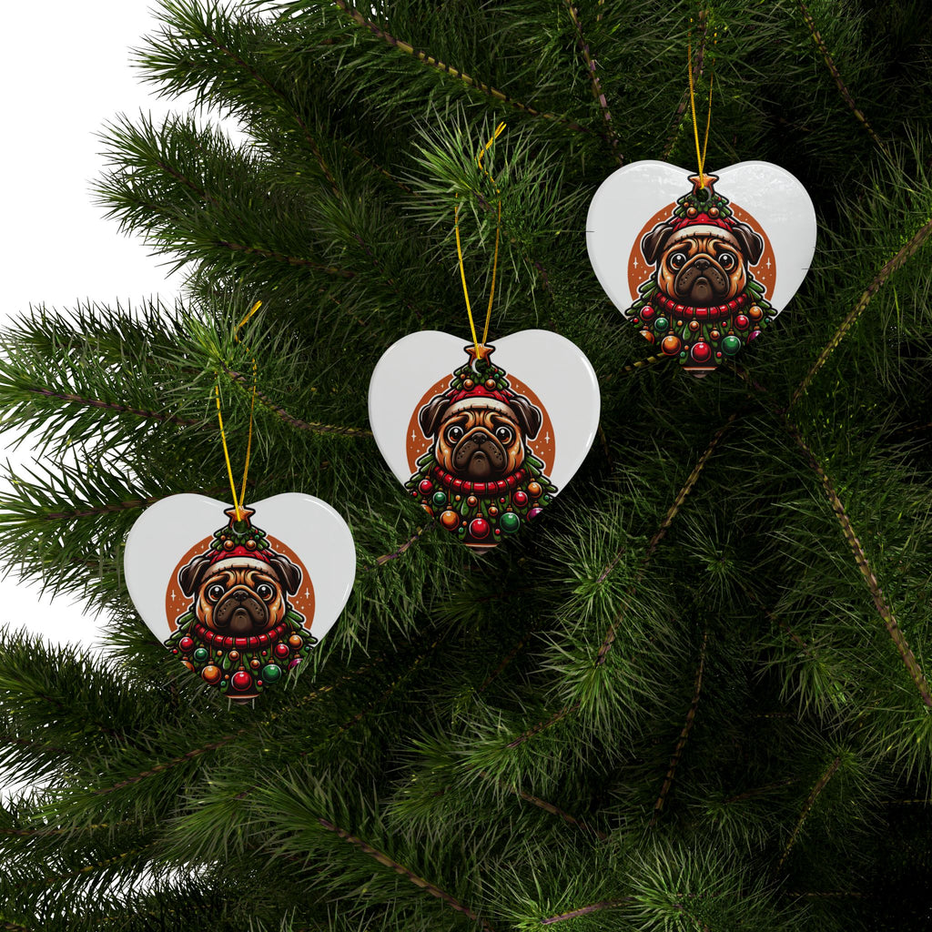 Pug & Pine Ornament – Christmas Cheer for Pug Lovers | Double-Sided Holiday Keepsake (1–10 Pack)