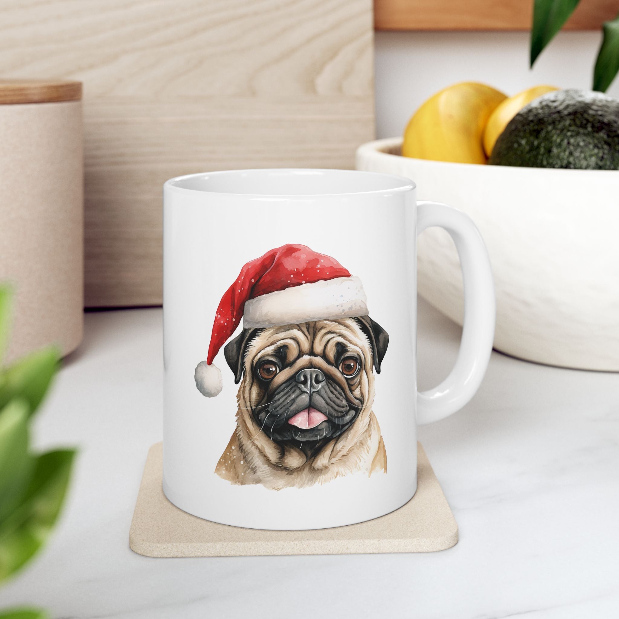 Festive Pug Ceramic Mug - Perfect Holiday Gift for Dog Lovers