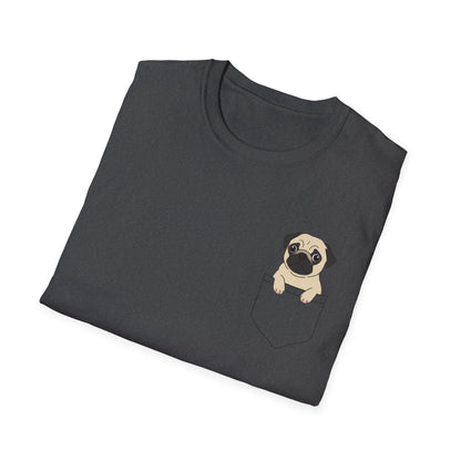 Pocket Pug T-Shirt — Cute Minimalist Pug Tee for Animal Lovers