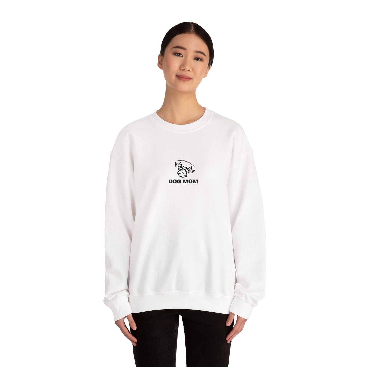 Dog Mom Pug Embroidered Crewneck