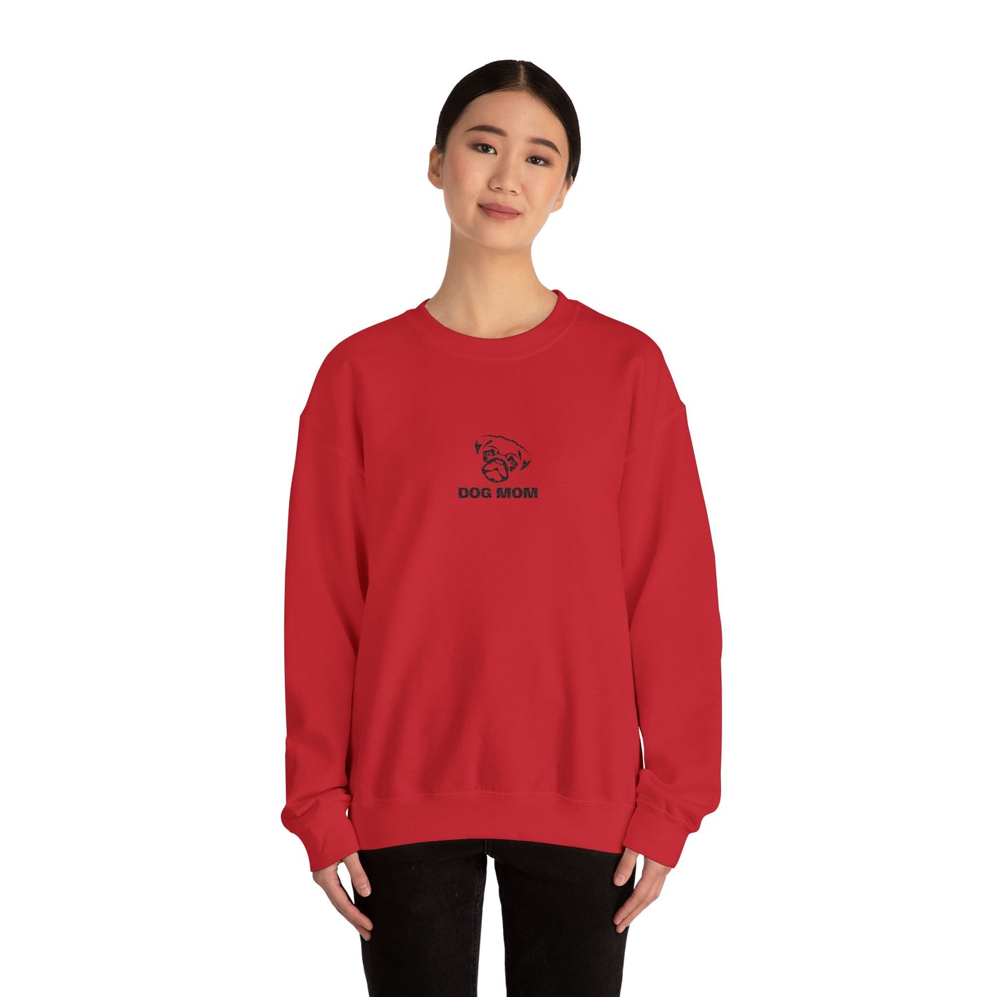 Dog Mom Pug Embroidered Crewneck