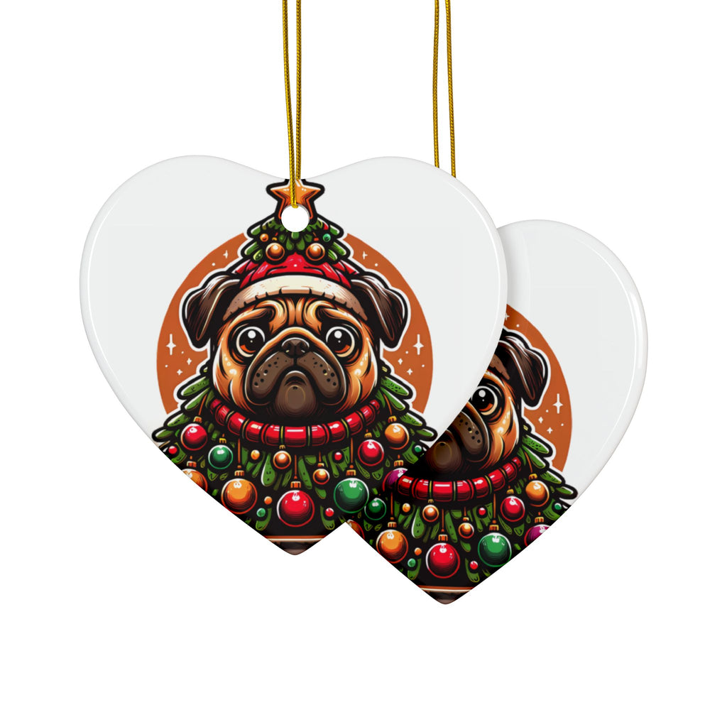 Pug & Pine Ornament – Christmas Cheer for Pug Lovers | Double-Sided Holiday Keepsake (1–10 Pack)