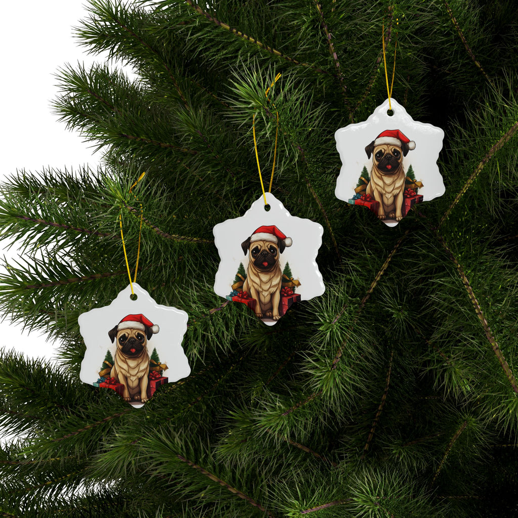 Merry Pugmas Ornament – Festive Pug Christmas Tree Hanging- 2-Sided Holiday Decorations (1 to 10 pcs)
