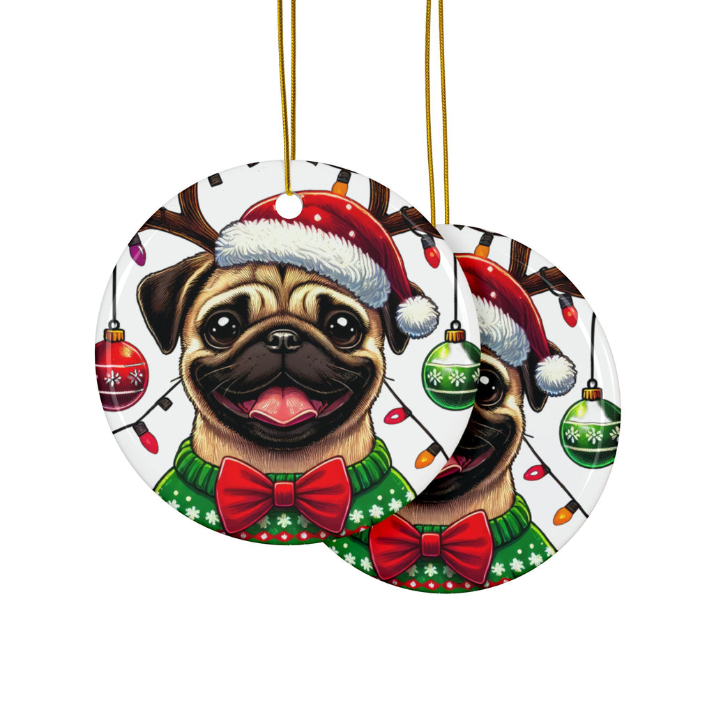 Pug Lights Up Christmas Ornament – Cheerful Holiday Keepsake | Double-Sided Festive Decor (1–10 Pack)
