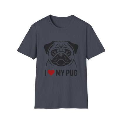 I Love My Pug T-Shirt — Cute Pug Silhouette Tee for Dog Lovers