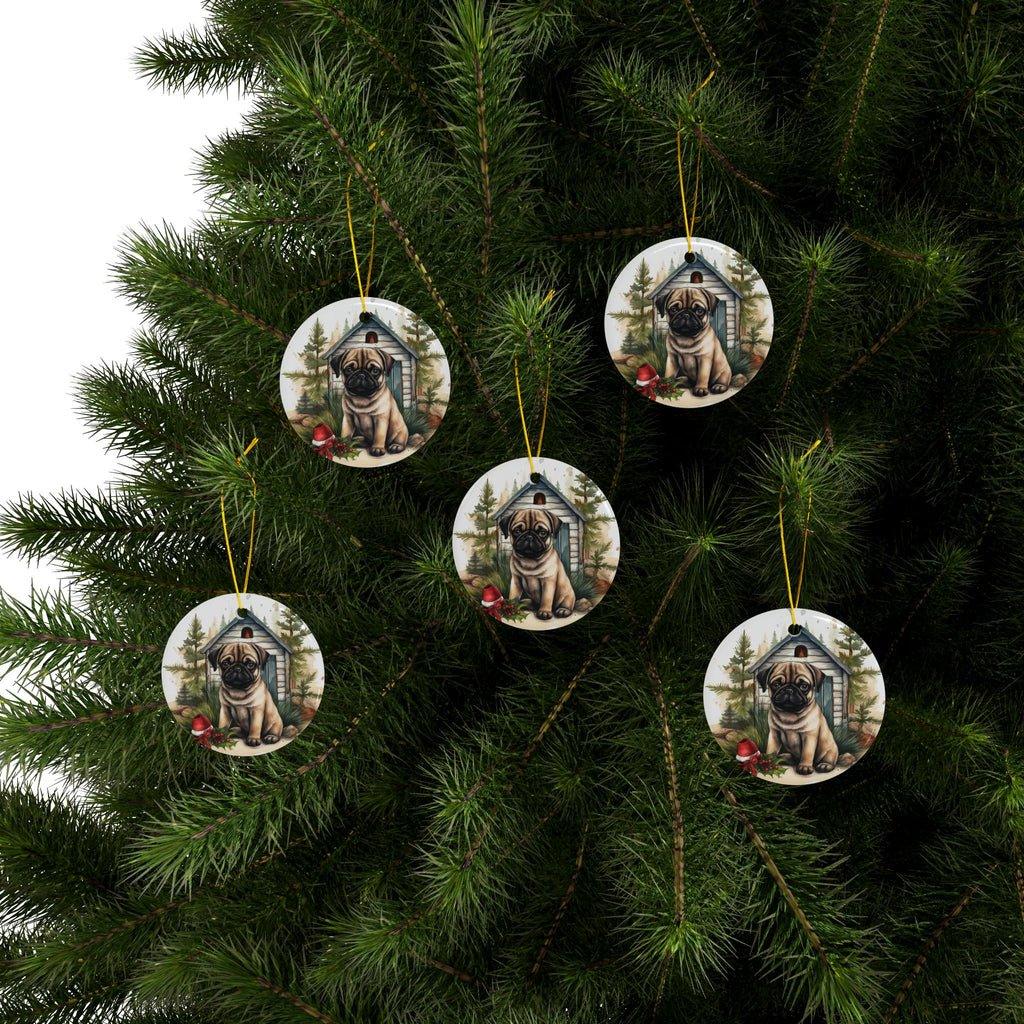 Twinkle Paws Ornament – Pug Lights & Holiday Cheer | Double-Sided Christmas Keepsake (1–10 Pack)