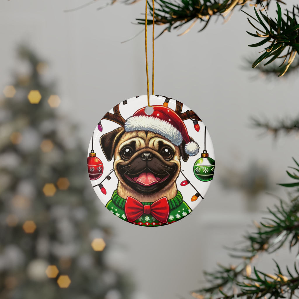 Pug Lights Up Christmas Ornament – Cheerful Holiday Keepsake | Double-Sided Festive Decor (1–10 Pack)
