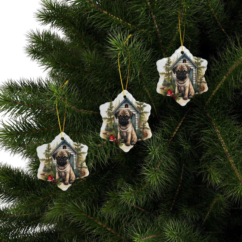 Twinkle Paws Ornament – Pug Lights & Holiday Cheer | Double-Sided Christmas Keepsake (1–10 Pack)