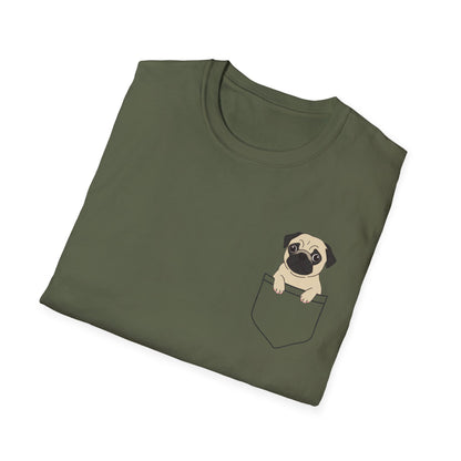 Pocket Pug T-Shirt — Cute Minimalist Pug Tee for Animal Lovers
