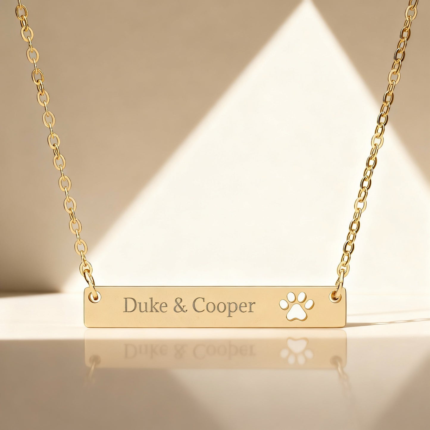 Engravable Paw Bar Necklace – Personalized Pet Name Jewelry for Dog & Cat Lovers