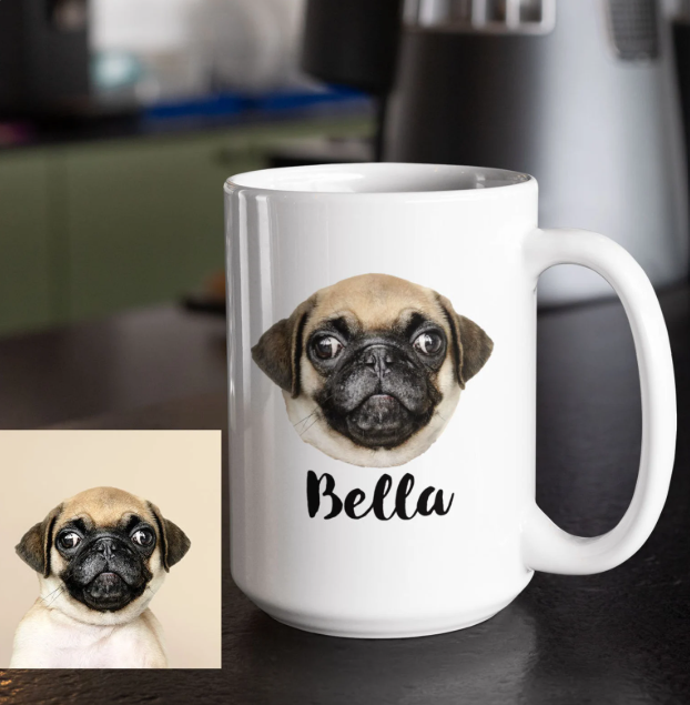 Custom Pug Mug — Personalized With Your Pug's Photo & Name 11oz & 15oz