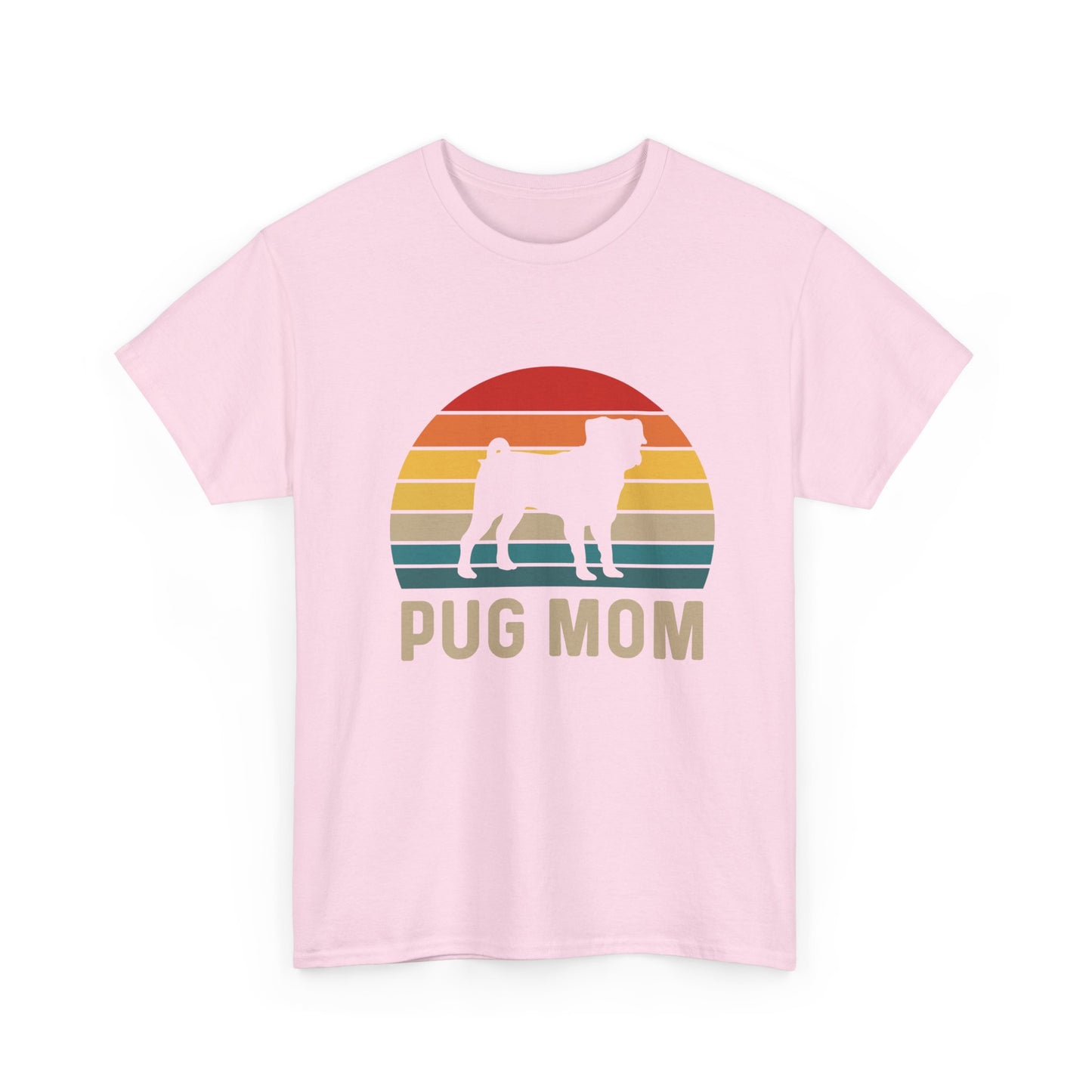 Pug Mom T-Shirt — Retro Sunset Pug Mom Tee for Dog Lovers