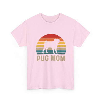 Pug Mom T-Shirt — Retro Sunset Pug Mom Tee for Dog Lovers