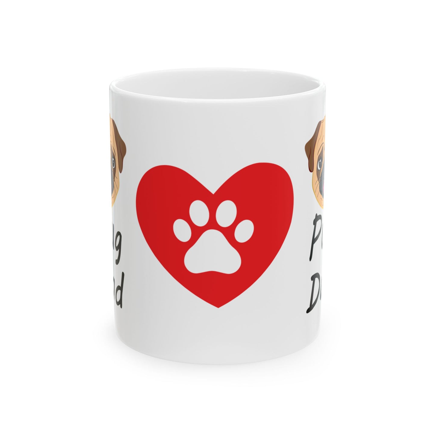 Pug Dad Ceramic Mug – Paw Heart Coffee Cup (11oz & 15oz)