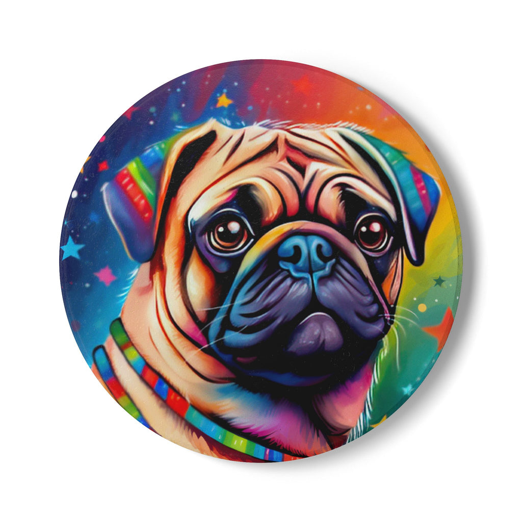 Colorful Pug Coaster – Vibrant Dog Lover Drink Coaster (Round or Square)
