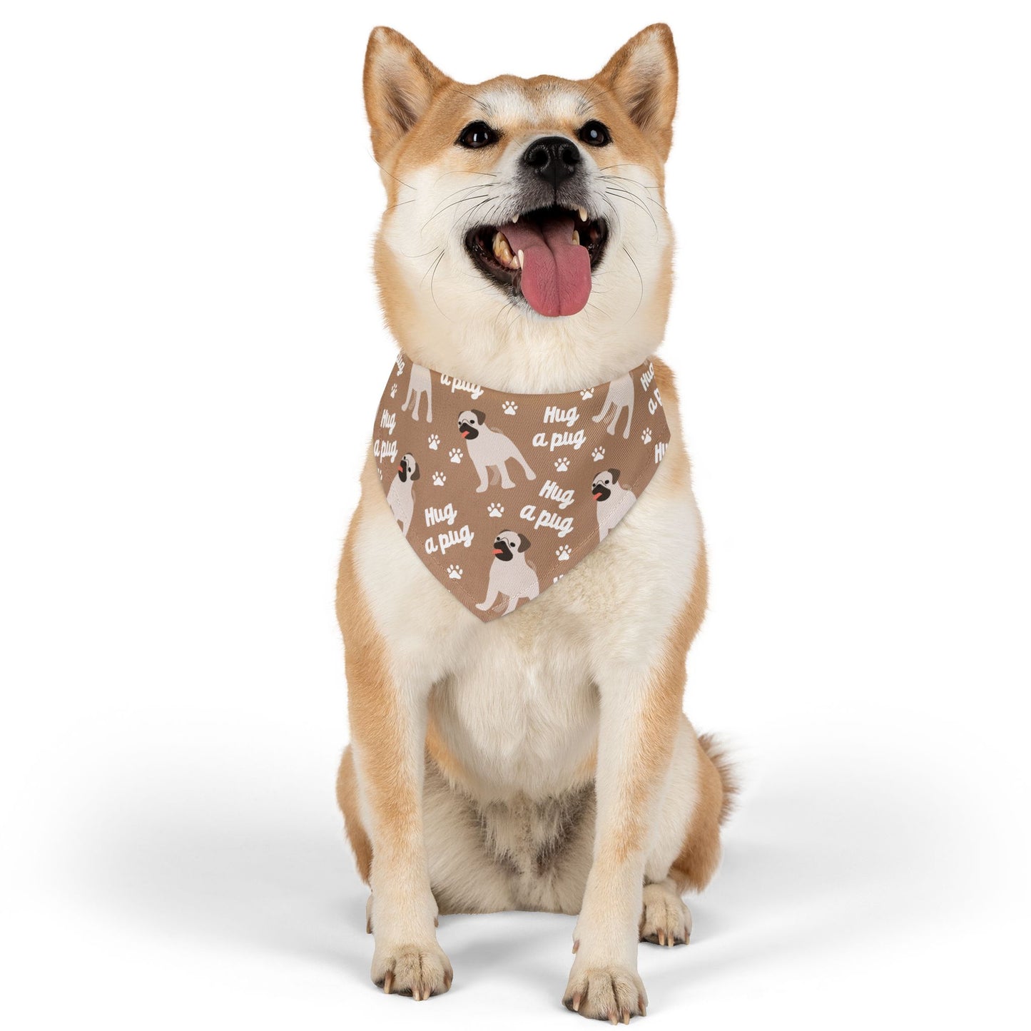 Pug Pattern Pet Bandana Collar — "Hug a Pug" Cute Dog Accessory