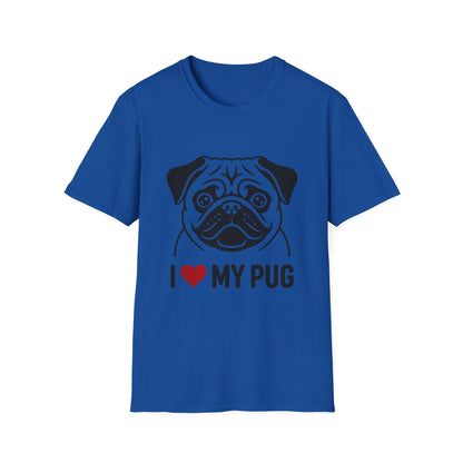 I Love My Pug T-Shirt — Cute Pug Silhouette Tee for Dog Lovers