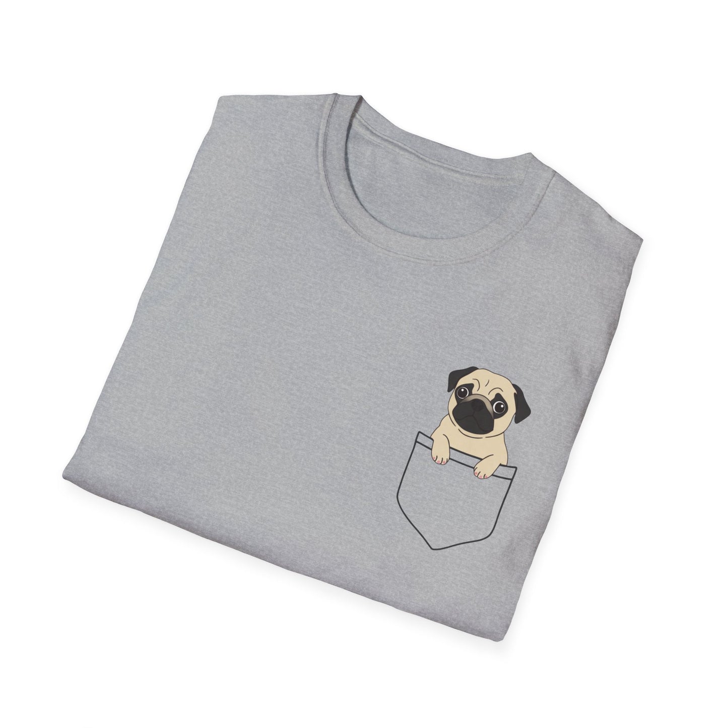 Pocket Pug T-Shirt — Cute Minimalist Pug Tee for Animal Lovers