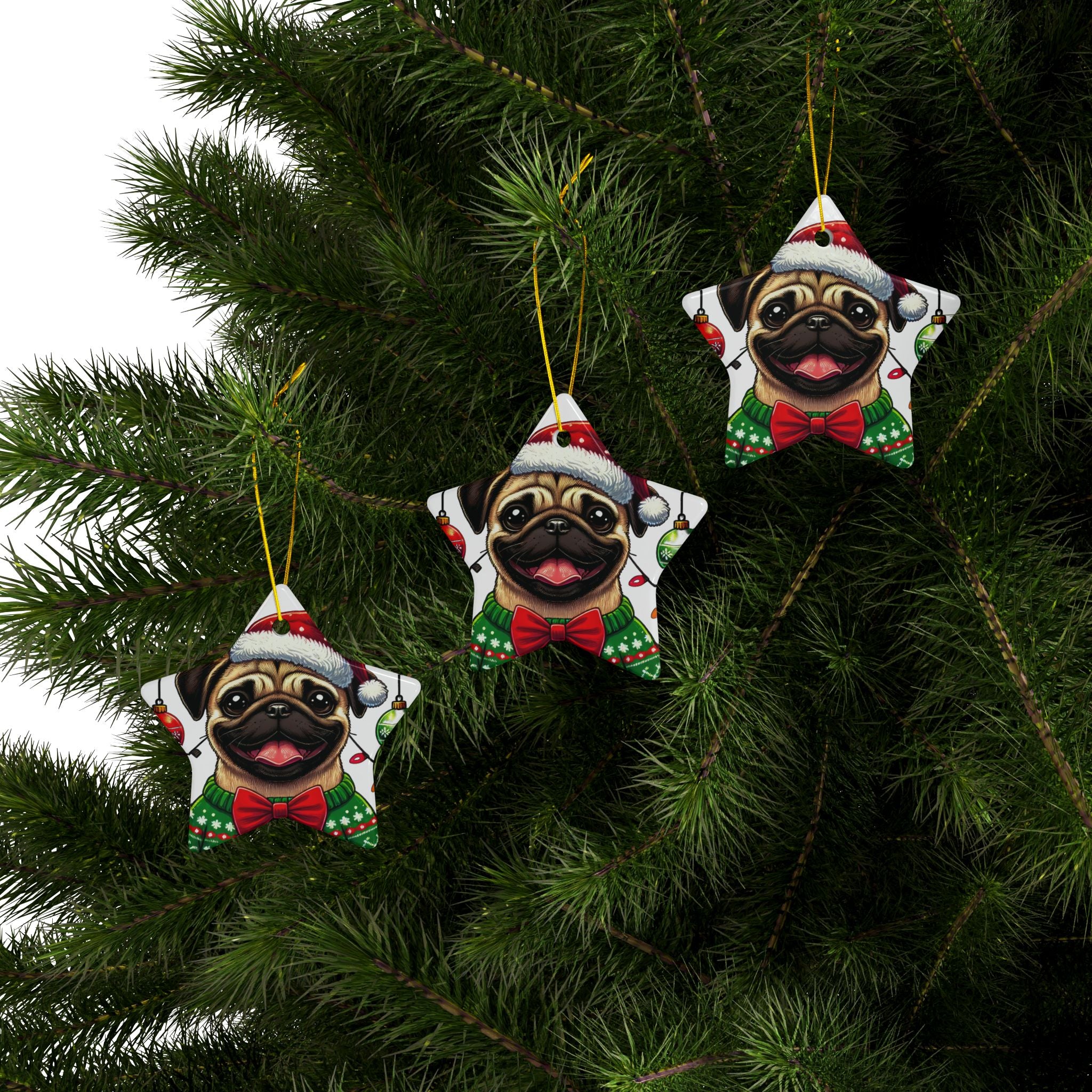 Pug Lights Up Christmas Ornament – Cheerful Holiday Keepsake | Double-Sided Festive Decor (1–10 Pack)