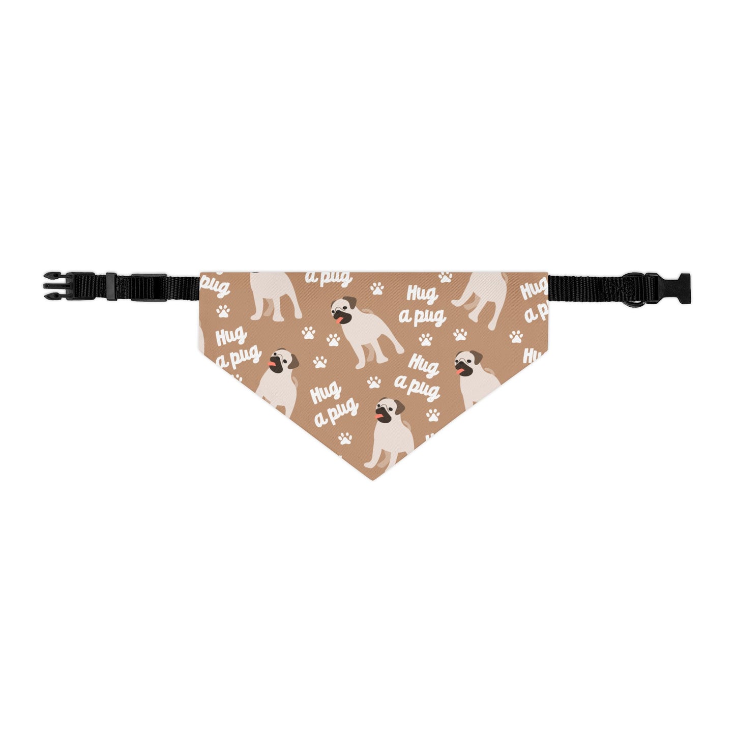 Pug Pattern Pet Bandana Collar — "Hug a Pug" Cute Dog Accessory
