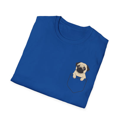 Pocket Pug T-Shirt — Cute Minimalist Pug Tee for Animal Lovers