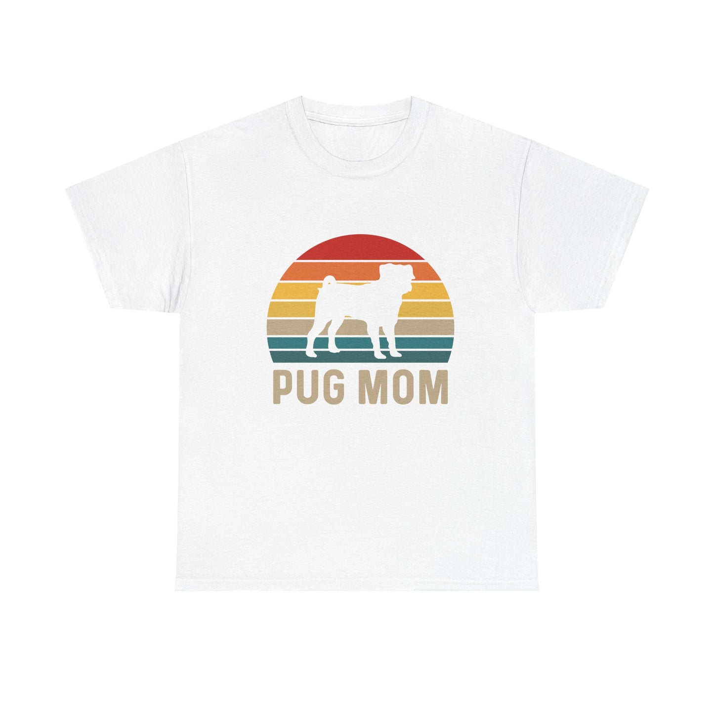 Pug Mom T-Shirt — Retro Sunset Pug Mom Tee for Dog Lovers