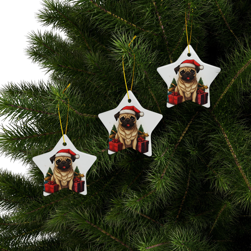 Merry Pugmas Ornament – Festive Pug Christmas Tree Hanging- 2-Sided Holiday Decorations (1 to 10 pcs)