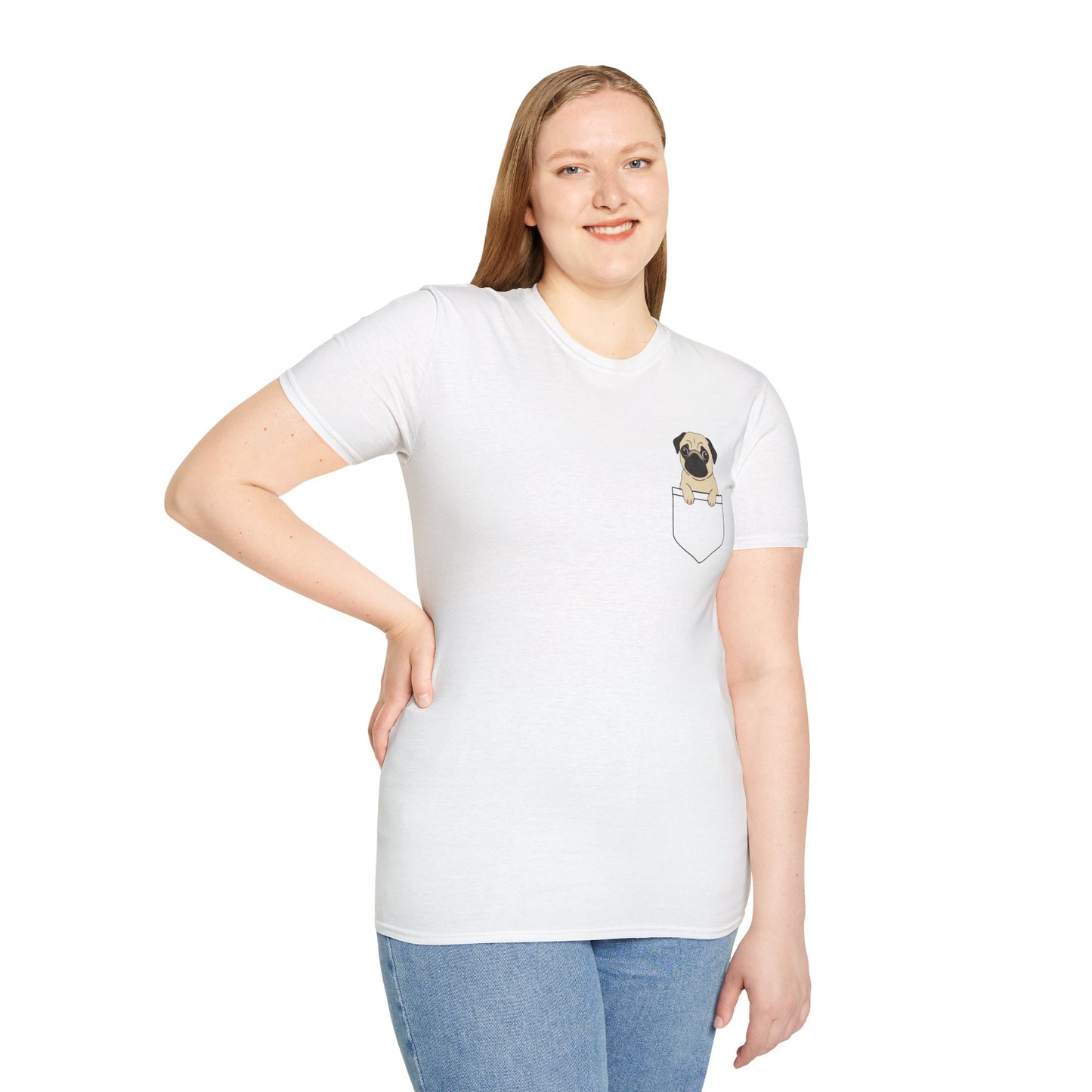 Pocket Pug T-Shirt — Cute Minimalist Pug Tee for Animal Lovers