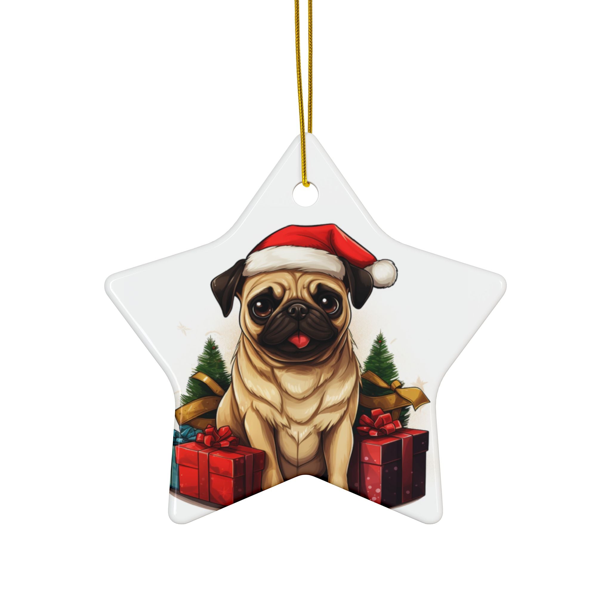 Merry Pugmas Ornament – Festive Pug Christmas Tree Hanging- 2-Sided Holiday Decorations (1 to 10 pcs)