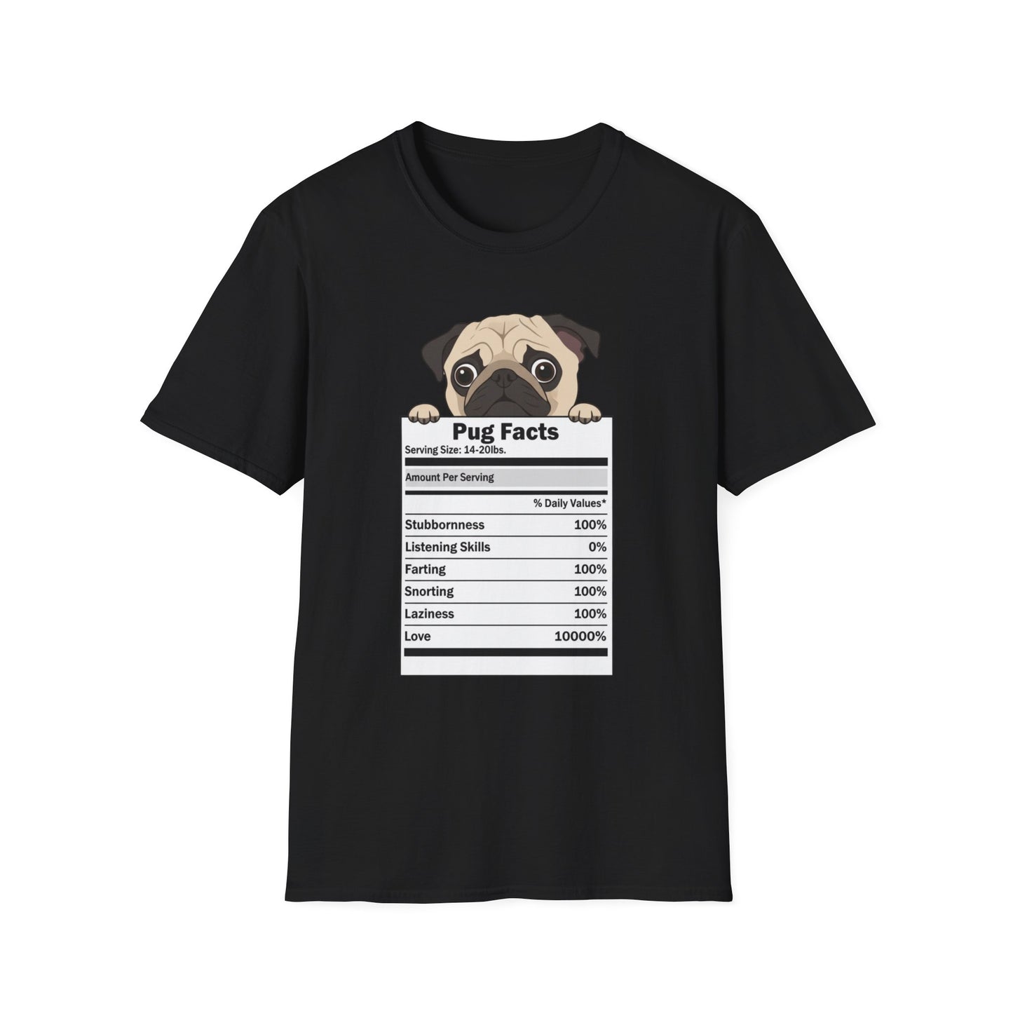 Funny Pug Facts T-Shirt — Pug Dog Graphic Tee
