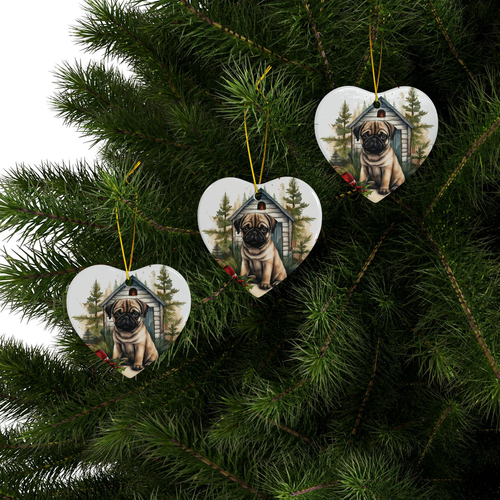 Twinkle Paws Ornament – Pug Lights & Holiday Cheer | Double-Sided Christmas Keepsake (1–10 Pack)