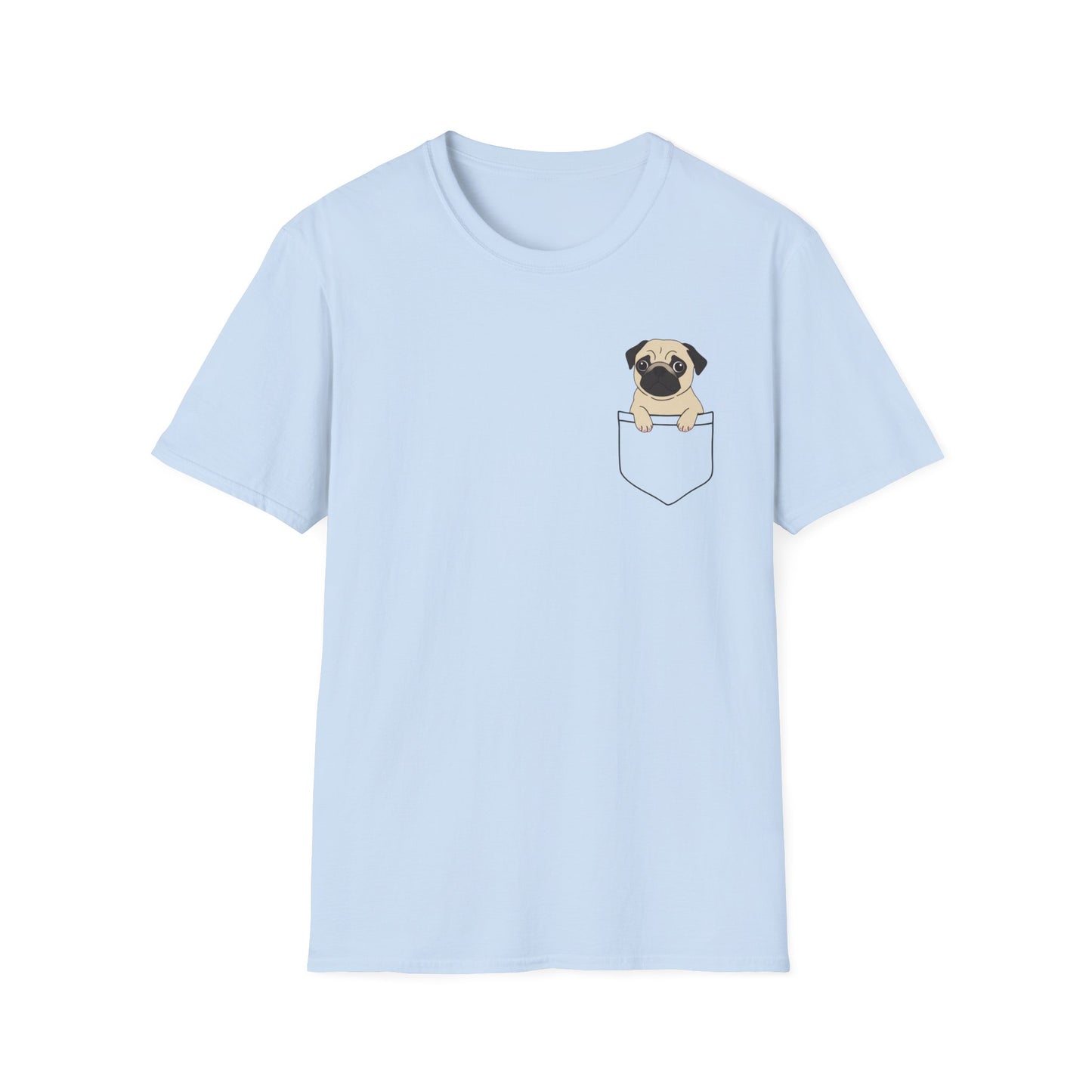 Pocket Pug T-Shirt — Cute Minimalist Pug Tee for Animal Lovers