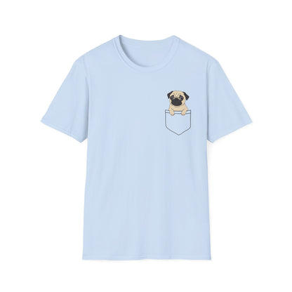 Pocket Pug T-Shirt — Cute Minimalist Pug Tee for Animal Lovers
