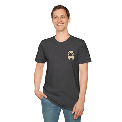 Pocket Pug T-Shirt — Cute Minimalist Pug Tee for Animal Lovers