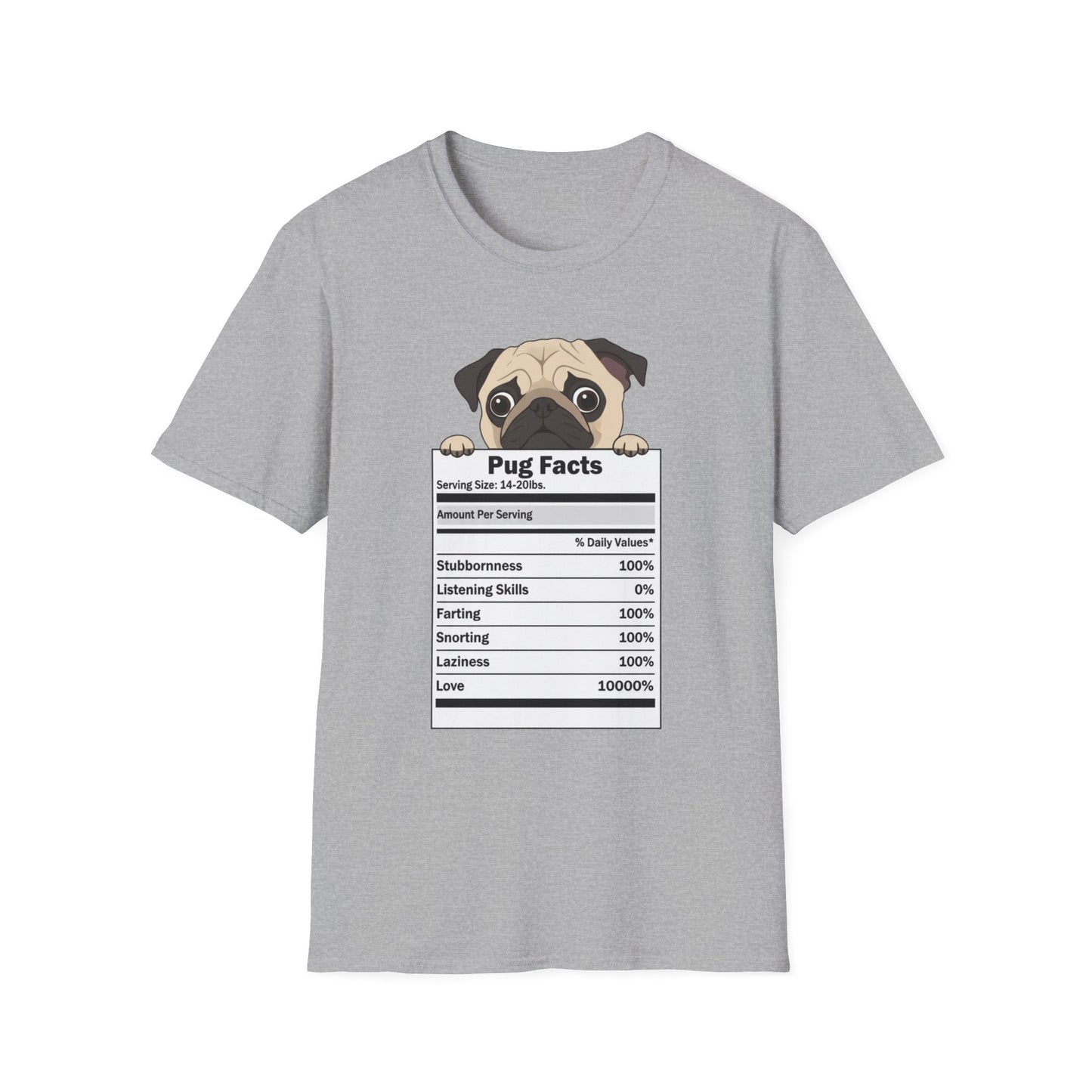 Funny Pug Facts T-Shirt — Pug Dog Graphic Tee