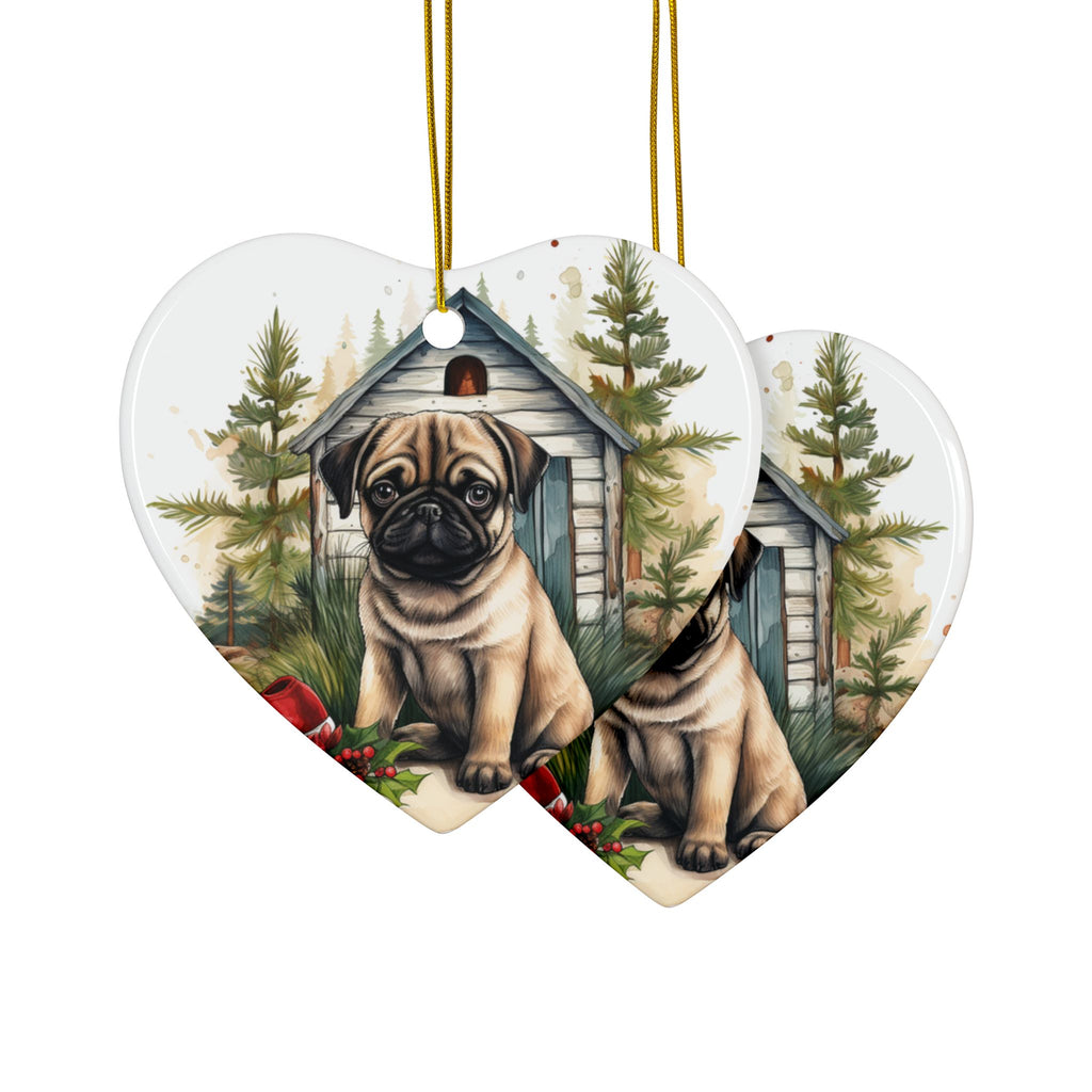 Twinkle Paws Ornament – Pug Lights & Holiday Cheer | Double-Sided Christmas Keepsake (1–10 Pack)