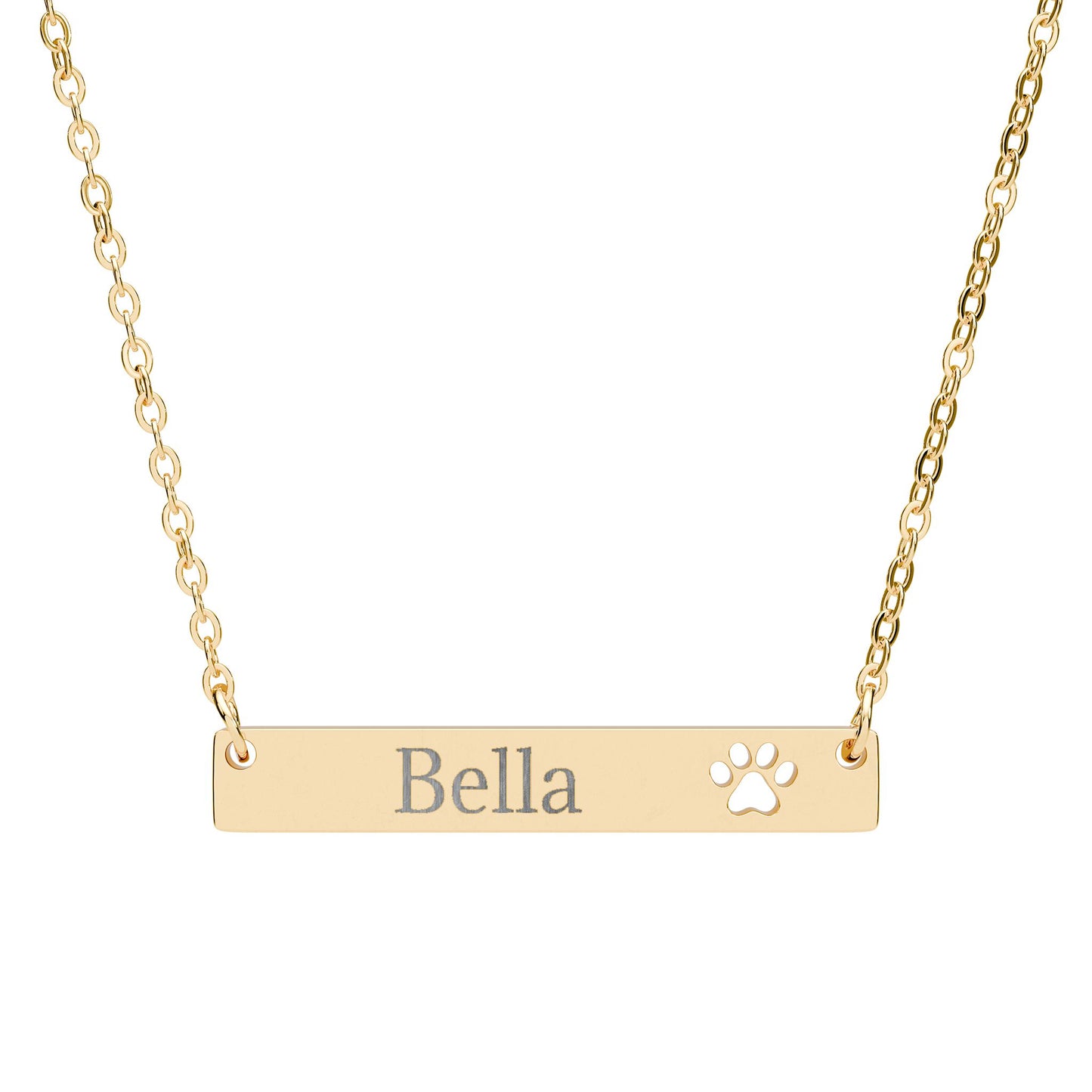 Engravable Paw Bar Necklace – Personalized Pet Name Jewelry for Dog & Cat Lovers