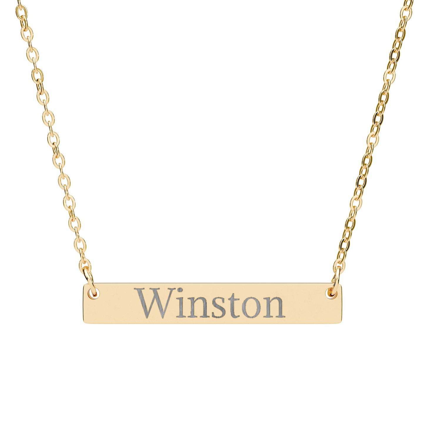 Engraved Horizontal Name Bar Necklace — Personalized Sterling & Black Options