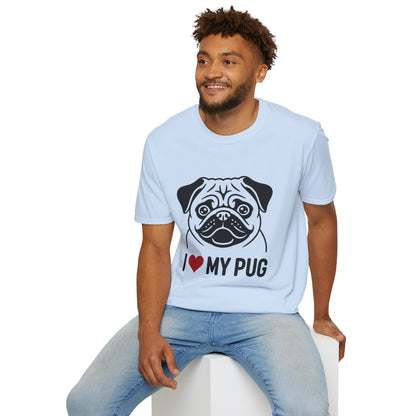 I Love My Pug T-Shirt — Cute Pug Silhouette Tee for Dog Lovers