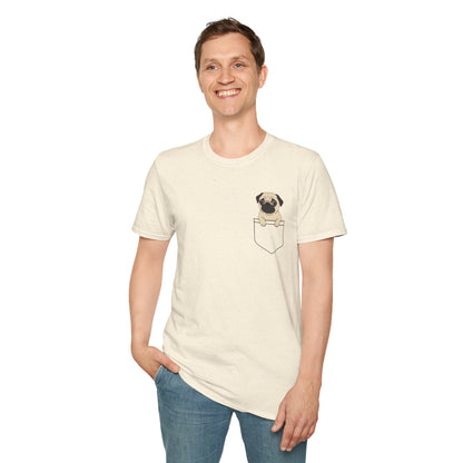 Pocket Pug T-Shirt — Cute Minimalist Pug Tee for Animal Lovers