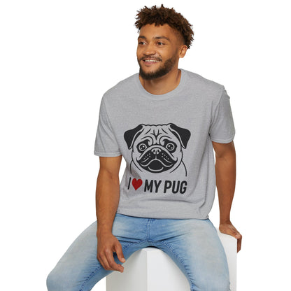 I Love My Pug T-Shirt — Cute Pug Silhouette Tee for Dog Lovers