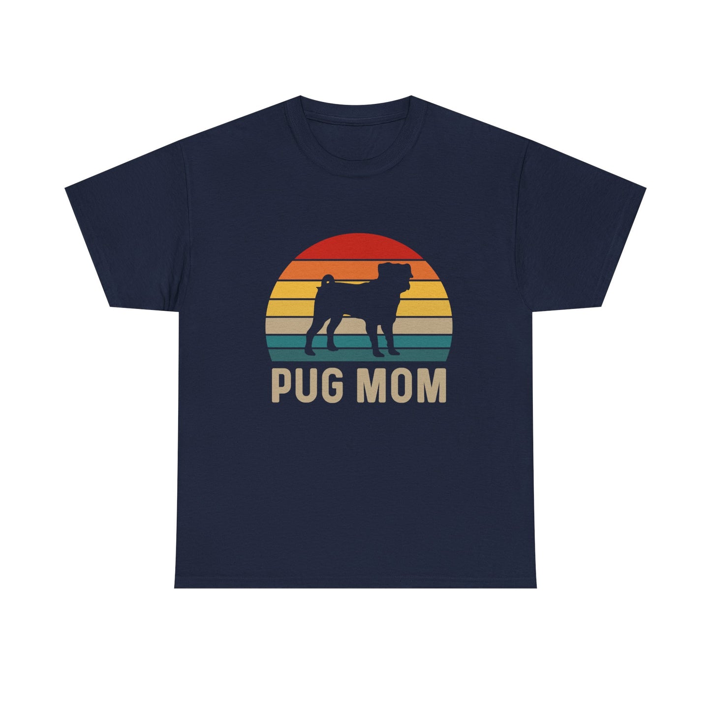 Pug Mom T-Shirt — Retro Sunset Pug Mom Tee for Dog Lovers
