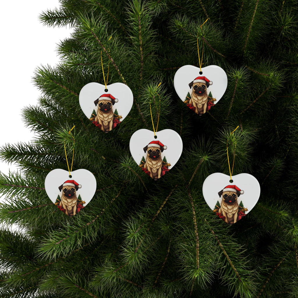 Merry Pugmas Ornament – Festive Pug Christmas Tree Hanging- 2-Sided Holiday Decorations (1 to 10 pcs)