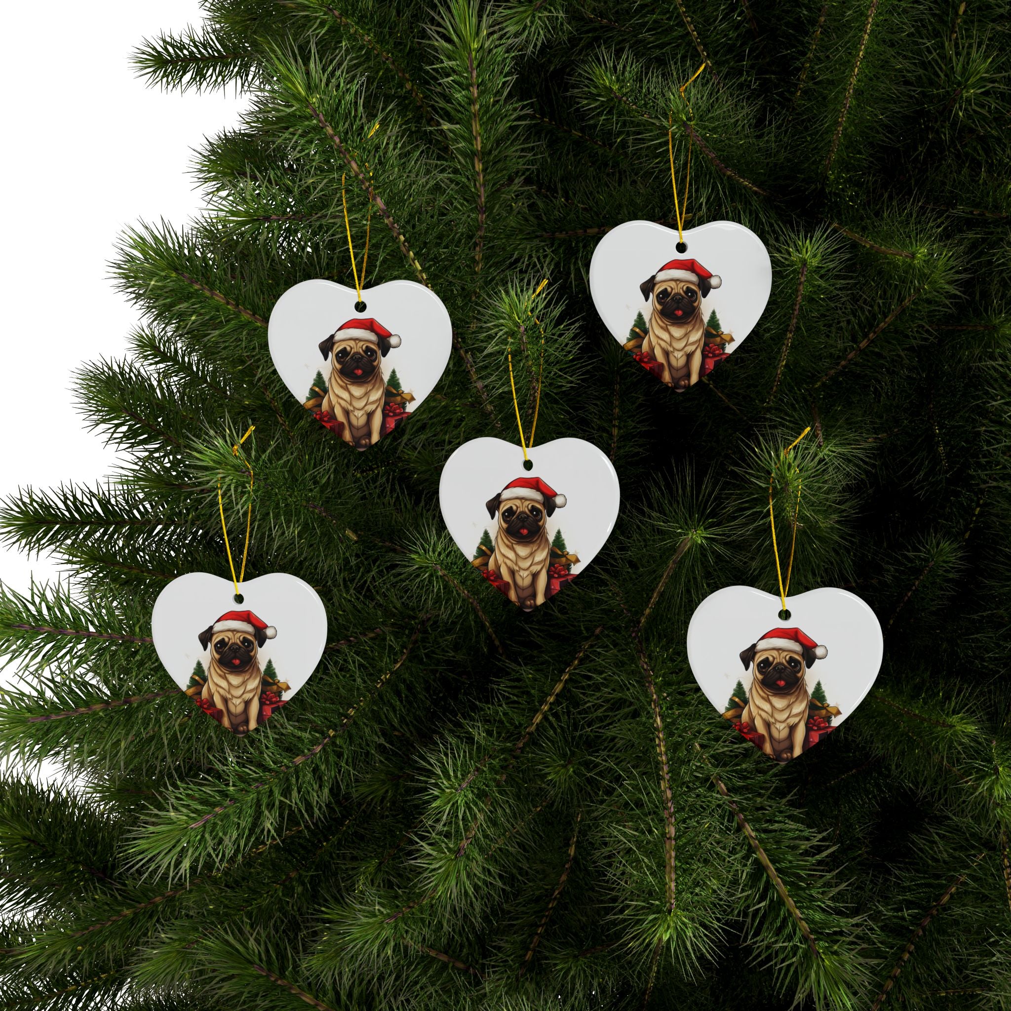 Merry Pugmas Ornament – Festive Pug Christmas Tree Hanging- 2-Sided Holiday Decorations (1 to 10 pcs)