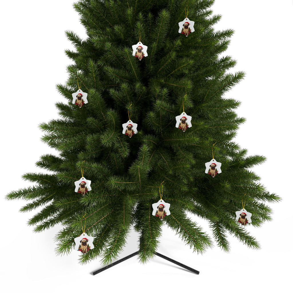 Merry Pugmas Ornament – Festive Pug Christmas Tree Hanging- 2-Sided Holiday Decorations (1 to 10 pcs)