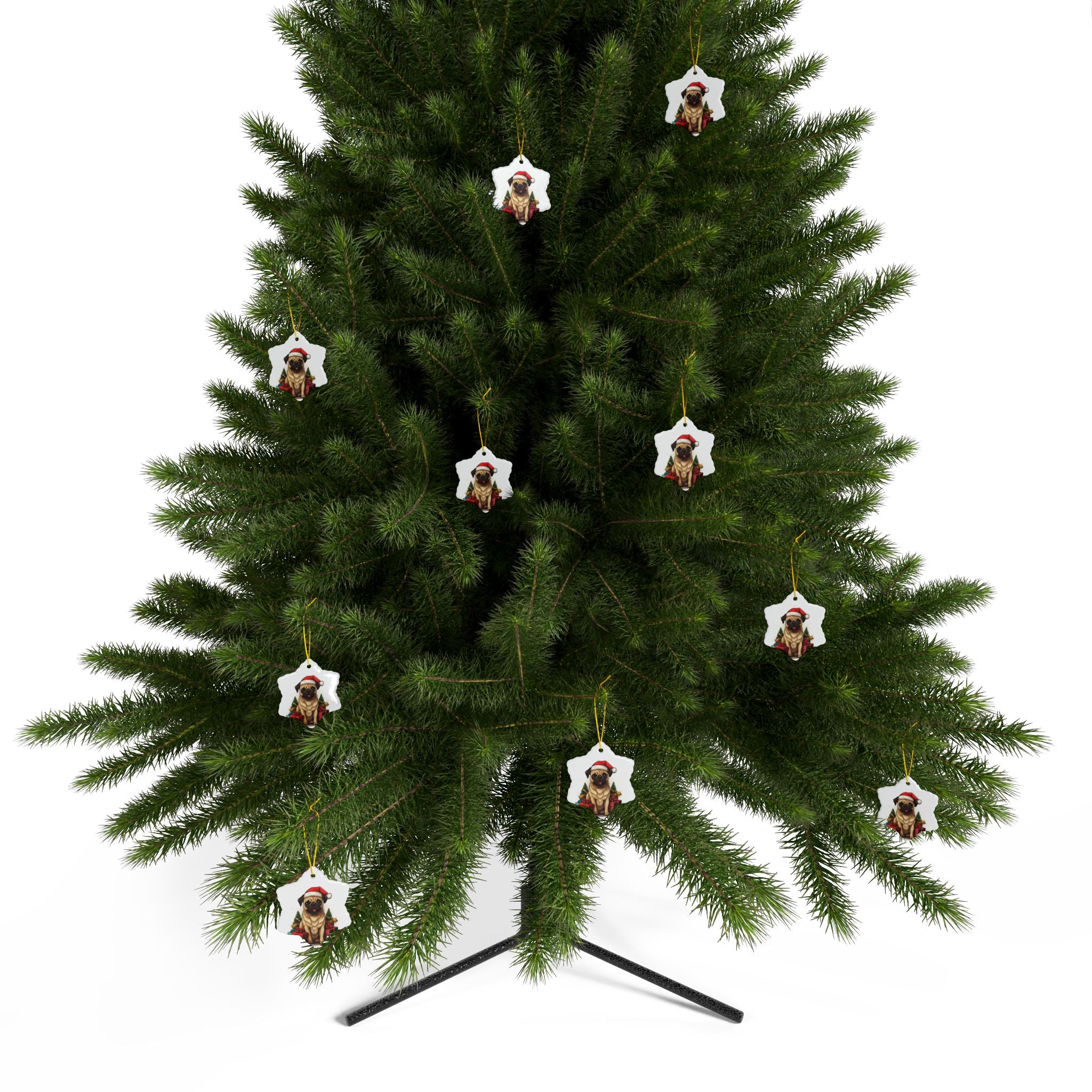 Merry Pugmas Ornament – Festive Pug Christmas Tree Hanging- 2-Sided Holiday Decorations (1 to 10 pcs)