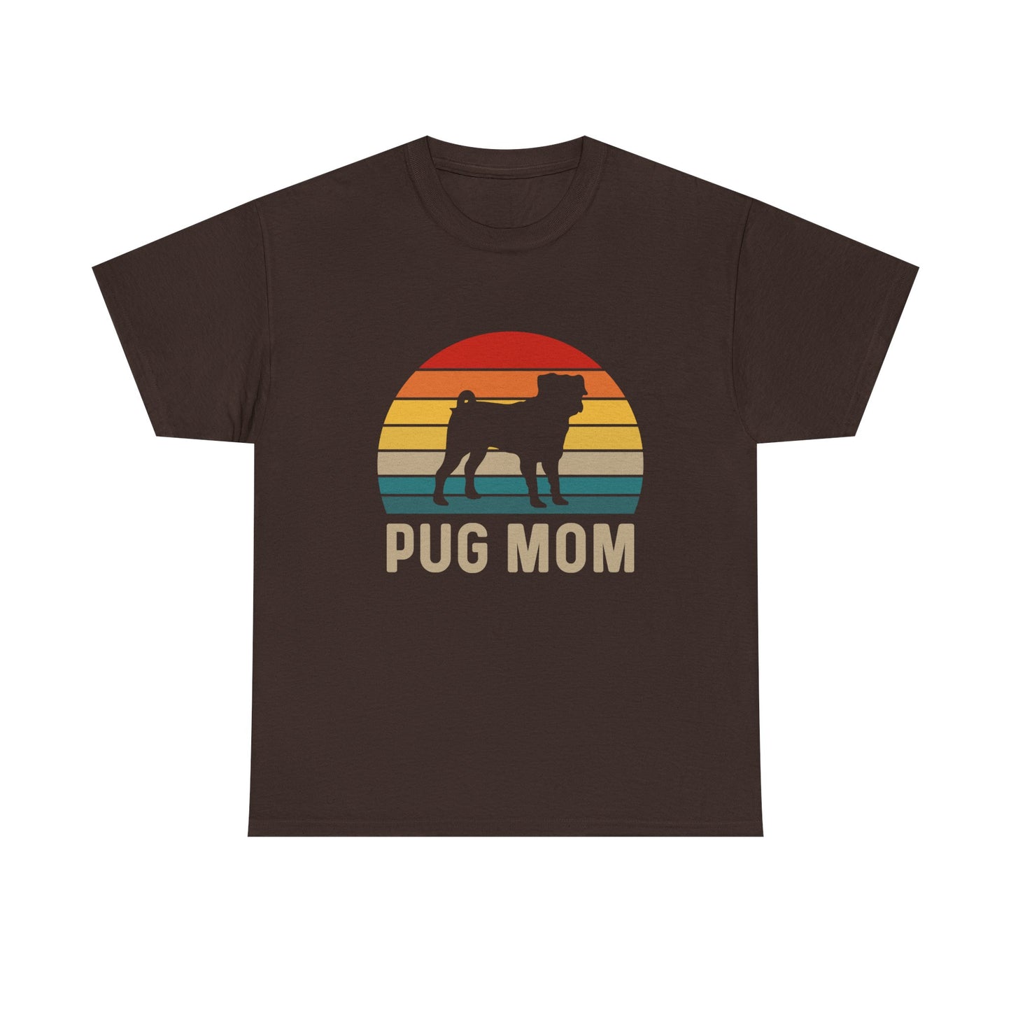 Pug Mom T-Shirt — Retro Sunset Pug Mom Tee for Dog Lovers