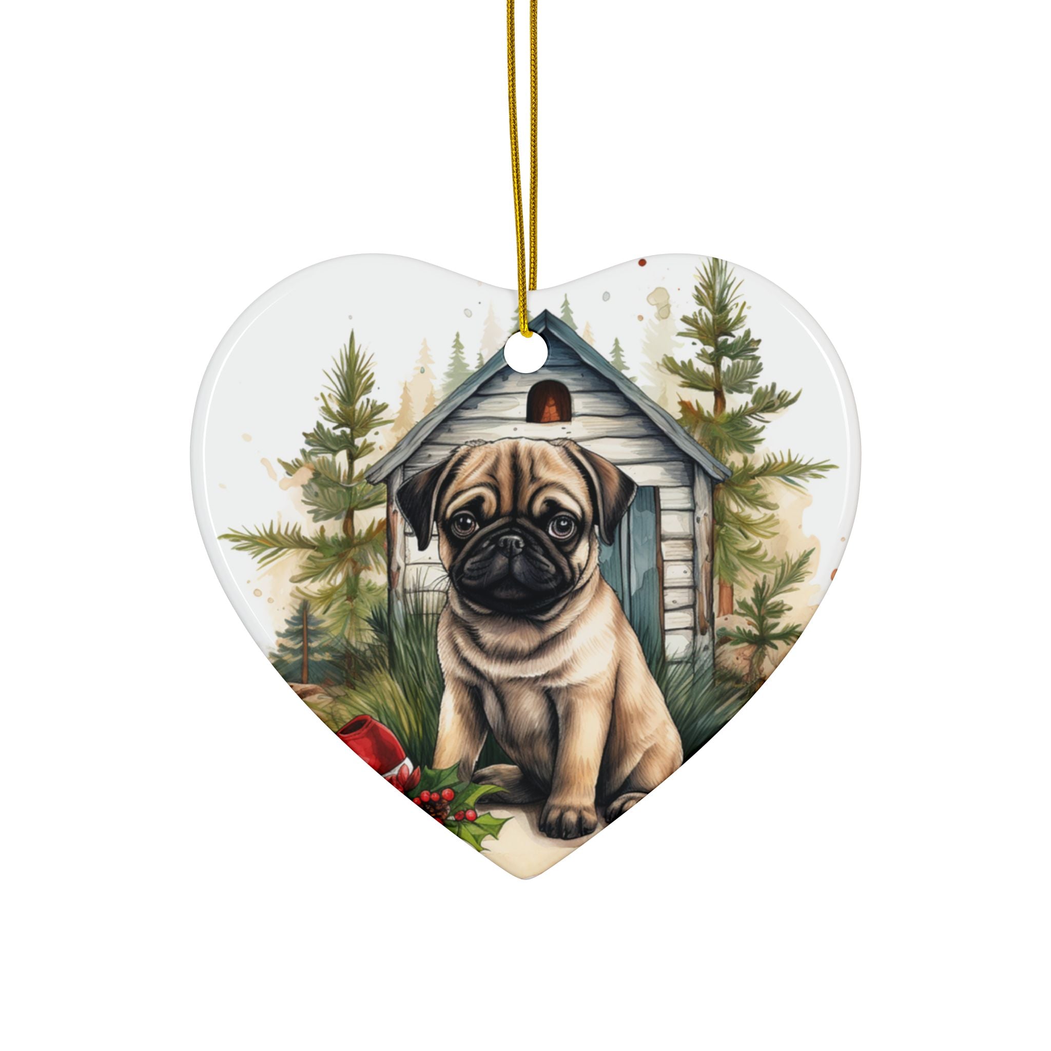 Twinkle Paws Ornament – Pug Lights & Holiday Cheer | Double-Sided Christmas Keepsake (1–10 Pack)