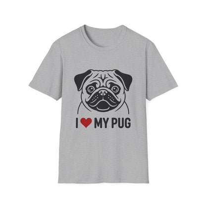 I Love My Pug T-Shirt — Cute Pug Silhouette Tee for Dog Lovers